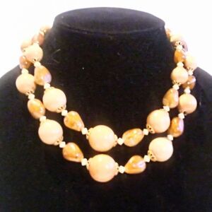 Vintage West Germany Caramel Colored Multi Strand Beaded Necklace